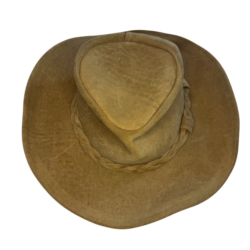 Minnetonka The Outback Hat Men's Medium Tan Genuine Leather Western Cowboy Hat